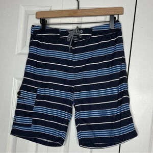 J Crew Men's 9" Stretch Eco Boardshorts Swim Blue‎ Stripe Size 29